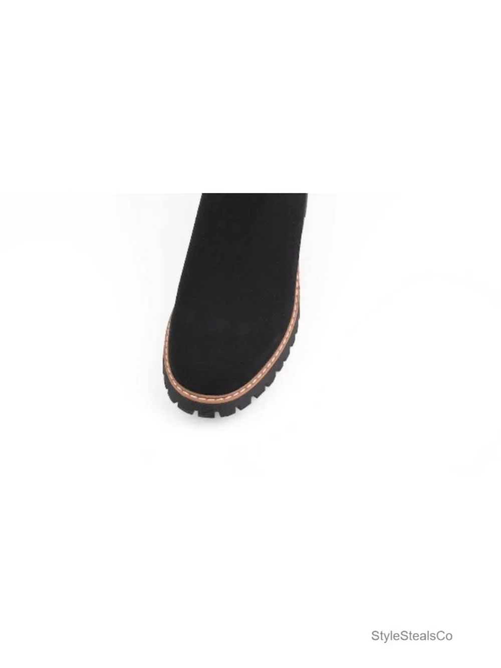 Chunky Platform Chelsea Ankle Boots Low Wedge Heel Faux Leather Suede